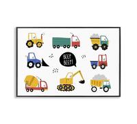 Stupell Industries 'Beep Construction Vehicles', arte giclée enmarcado negro, 30 x 20 pulgadas