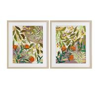 Stupell Industries 'Walk With Me Botanicals', Juego de 2 piezas de impresión enmarcada debajo del vidrio, marrón, 13 x 16 pulgadas, fácil de colgar y resistente, fabricado en Estados Unidos, por Dani