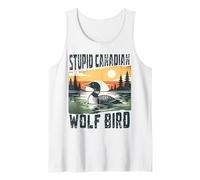 Stupid Canadian Wolf Bird Funny Loon Animal Meme Retro Camiseta sin Mangas