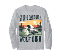 Stupid Canadian Wolf Bird Funny Loon Animal Meme Retro Manga Larga