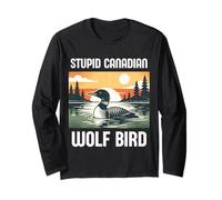 Stupid Canadian Wolf Bird Funny Loon Animal Meme Retro Manga Larga