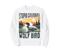 Stupid Canadian Wolf Bird Funny Loon Animal Meme Retro Sudadera