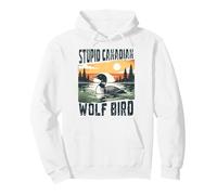 Stupid Canadian Wolf Bird Funny Loon Animal Meme Retro Sudadera con Capucha