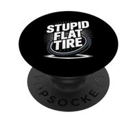 Stupid Flat Tire Bicicleta Rueda Juego de Palabras Rolling Humor PopSockets PopGrip Adhesivo