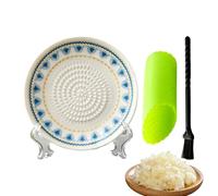 Sturdy Ceramic Grinder, Garlic Grater Dish, 3 Piece Round Multi Function Plate Set, Premium Ceramic Kitchen Tool, Smooth Surfaces Grating Design, Home Cooking Cheese Fruit Use