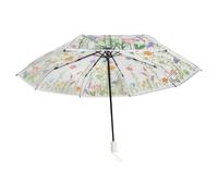 Sturdy Elegant Dome, Clear Umbrella Portable, Automatic Folding Floral Canopy with Wind Resistant Frame Build, Strong Transparent Rain Protection Gear, Weather Cover Tool, Beach Travel Wedding Use