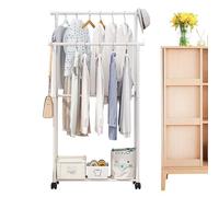 Sturdy Garment Rack, Multi Purpose Clothing Organizer, Rolling Garment Rack with Wheels, Metal Frame Clothes Hanger with Adjustable Height, Home Storage for Blankets Shoes Scarves Closet Laundry