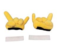 Sturdy Helmet Decoration, Plush Yellow Hand Ornament, Fun Gesture Helmet Accessory Set, 4.72x4.53 Inches Soft Cute Riding Decor Design, Eye Catching Novelty Style, Cycling Biking Gift Men Women Teen