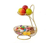 Sturdy Metal Fruit Basket, 2 Tier Veggies Storage Rack, Large Countertop Fruit Stand with Open Design, Sturdy Steel Storage Organizer, Fruits Holder with Modern Style, Kitchen Storages Basket for Home