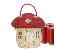 Sturdy Mushroom Basket - Forest Foraging Basket | 28×24cm Rattan Baskets for Picnic Use, Woven Baskets with Lid, Wicker Picnics, Woven Storage for Doll House, Picnic Storage for Photography Display