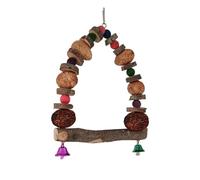 Sturdy Parrot Perch, Parakeet Cage Accessory, 7.87x7.85x7.87 Inches Compact Playground Stand with Rattan Ball, Perfect for Indoor Window Training, Nesting, and Roosting Comfort