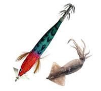 Sturdy Squid Lure, Glow Artificial 3D, Fishing Tackle Gear, with Hooks | Sturdy 4.72 Inch, Squid Hook Portable, for Lakes Rivers, Trolling Prawn Cuttlefish, Outdoor Multiuse Easy to Use