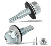 sturiz 100 Piezas Tornillos Autorroscantes 4.8x16MM Tornillos Autotaladrantes Roscachapas con Arandela Tornillos Autoperforantes con 2 Vaso M8 Taladro para Metal Panel Sandwich Tejado Chapas (Plata)