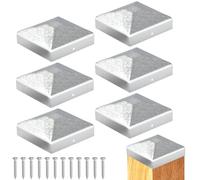 Sturiz 6 tapas para postes, 7 x 7 cm, tapas para postes de valla, tapas para postes de madera, casquillos de suelo, vallas, tapas para postes, cubiertas de metal, tapas cuadradas para postes con