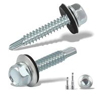 sturiz 70 Piezas Tornillos Autorroscantes 4.8x35MM Tornillos Autotaladrantes Roscachapas con Arandela Autoperforantes con 2 Vaso M8 Taladro para Metal Panel Sandwich Tejado Chapas (Plata)