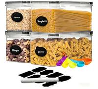 stusgo 4 recipientes herméticos de almacenamiento de alimentos de 3,2 l con tapa, tarro de plástico para pasta, sin BPA, hermético, organizador de almacenamiento de cocina
