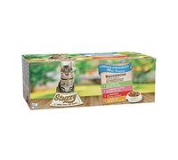 Stuzzy, Comida Húmeda para Gatos Adultos, Varios Sabores, Bocaditos en Salsa - Total 4,08 kg (48 Sobres x 85 gr: 12 Pollo; 12 Buey; 12 jamón; 12 Ternera)