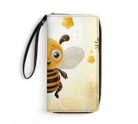 STVNKML Cartera de baloncesto para mujer, de piel sintética, con cremallera alrededor, cartera de mano, bolso largo de viaje para mujer, organizador de tarjetas, Linda miel de abejas, 19.7x10.5cm
