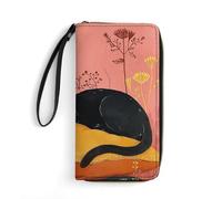 STVNKML Cartera de piel para mujer, diseño de silueta de libélula, monedero, bolso de mano, cartera larga para viaje, organizador de tarjetas, Dormir en la almohada, 19.7x10.5cm, Moderno