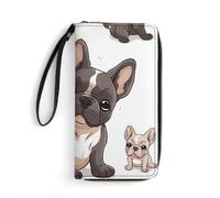 STVNKML Cartera larga de piel sintética con cremallera alrededor de la pulsera para yoga, meditación, para mujer, organizador de tarjetas, FRENCH BULLDOG, 19.7x10.5cm, Moderno