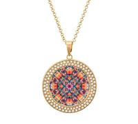 STVNKML Collar colorido con patrón simétrico para mujer, collar con colgante de círculo, collar de joyería con dije de disco de diamante para aniversario, día de San Valentín, regalo de Navidad para