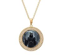STVNKML Collar de la muerte para mujer, colgante de círculo, collar de joyería con dije de disco de diamante para aniversario, día de San Valentín, regalo de Navidad para mamá y esposa, One size, Zinc