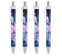 STVNKML Shell Sailing in Star Ocean - Bolígrafos retráctiles de tinta negra con agarre súper suave, punta media, 4 unidades