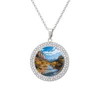 STVNKML Zion National Park - Collar con colgante de círculo para mujer, collar de joyería con dije de disco de diamante para aniversario, día de San Valentín, regalo de Navidad para mamá y esposa, One
