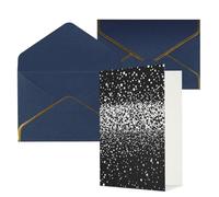 STVYUKL Tarjeta de felicitación con sobres azules, tarjeta de felicitación con purpurina negra y blanca con purpurina, invitación de boda, tarjetas de notas en blanco para todas las ocasiones, 4 x 6