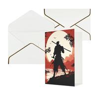 STVYUKL Tarjeta de felicitación con sobres blancos, tarjeta con texto en inglés "Thinking of You" Samurai Happy Birthday Invitation Wedding Note Cards en blanco para todas las ocasiones, 4 x 6