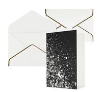 STVYUKL Tarjeta de felicitación con sobres blancos, tarjeta de felicitación con purpurina negra y blanca con purpurina, invitación de boda, tarjetas de notas en blanco para todas las ocasiones, 4 x 6