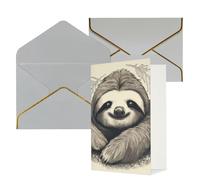 STVYUKL Tarjeta de felicitación con sobres de color gris claro, tarjeta Thinking of You, perezoso, mi espíritu, animal, feliz cumpleaños, invitación de boda, tarjetas de notas en blanco para todas las