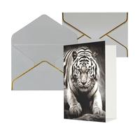 STVYUKL Tarjeta de felicitación con sobres de color gris claro, tarjeta Thinking of You, tigre blanco y negro, invitación de boda, tarjetas de notas en blanco para todas las ocasiones, 4 x 6 pulgadas