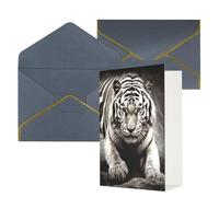 STVYUKL Tarjeta de felicitación con sobres negros, tarjeta Thinking of You, tigre blanco y negro, invitación de boda, tarjetas de notas en blanco para todas las ocasiones, 4 x 6 pulgadas