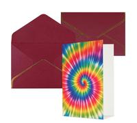 STVYUKL Tarjeta de felicitación con sobres rojos oscuros, tarjeta Thinking of You, teñido anudado, arco iris, invitación de boda, tarjetas de notas en blanco para todas las ocasiones, 4 x 6 pulgadas