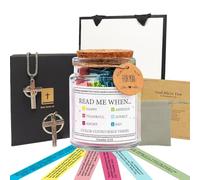 STWPYL Tarro con versículos de la Biblia Read Me When - Tarjetas de mensaje inspiradoras con collar, juego de regalo cristiano, regalos del día del padre
