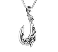 STWTR Hawaii - Collar con colgante de gancho de pescado de acero inoxidable Moana, collar vikingo, joyería de mar, regalo para padre, marido, novio