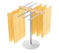 STWWO Estante de Secado de Pasta Secador de Pasta Fresca con 10 Brazos Extraíbles Acero Inoxidable 304 para 2 kg de Espaguetis tallarines Secador de Fideos para Cocina, Base de mármol, MSA007