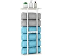 STWWO Toallero de Baño de Pared 76cm Toallero Vertical con Estante Blanco Almacenamiento para Toallas enrolladas Baño Soporte para Toallas de Mano Grandes Toallas de Playa, Metal