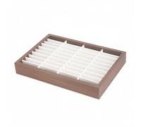 Stxdynjy Bandeja Expositora de Pulseras Organizador Exhibidor Soporte con 40 Compartimentos Visibles Exterior Efecto Madera y Base de Tablero Adecuada para, Blanco