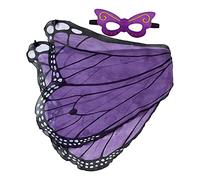 Stxdynjy de Mariposa Disfraz Niñas Antifaz Cosplay Tela Chiffón Ligera Original Fácil de Llevar Adecuado para Fotografía Artística Juegos de, Morado Negro
