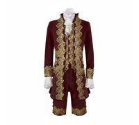 Stxdynjy Príncipe Traje Ropa Medieval Disfraz Decorativo de Manga Larga con Ribetes Dorados Fabricado en Poliéster Adecuado para Actuaciones Escénicas Fiestas Cosplay Culturales, Rojo Azufaifo, S