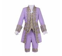 Stxdynjy Príncipe Traje Ropa Medieval Disfraz Decorativo de Manga Larga con Ribetes Dorados Fabricado en Poliéster Adecuado para Actuaciones Escénicas Fiestas Cosplay Culturales, Púrpura, 3XL
