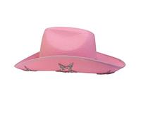 Stxdynjy Sombrero de Vaquero con Diamantes de Imitación para Novias. Sombrero de Vaquero Ligero Y Transpirable de Fieltro. Un Generoso Detalle para Fiestas, Fo, Rosado