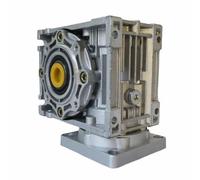 Styire Reductor de velocidad de tornillo sin fin NMRV040 compacto, brida de 90 x 90 mm, entrada de 14 mm, diámetro de salida de 18 mm for motor de regulación Carcasa metálica(Ratio 15 to 1)