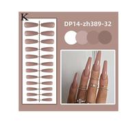 (style 11)14-zh396-33(L)$ Strip long ballet shiny trapezoidal solid color false nail stickers finished product 24 pieces wearable nail stickers