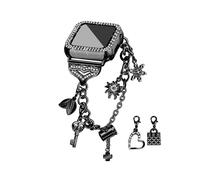 (Style A Apple Watch Series 8 4, Black) For Apple Watch Series 8/7 45mm Pendant Bracelet Watch Band Strap with Hard PC Hollow-out Watch Case
