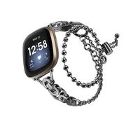 (Style A Fitbit Versa 3, Black) For Fitbit Versa 3/Fitbit Sense Double Circle Hollow Out Watch Band Wrist Strap 20mm and Black