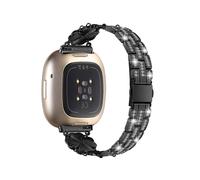 (Style A Fitbit Versa 4, Black) For Fitbit Versa 4/Sense 2 Watch Strap Rhinestone Decor Replacement Steel Wrist Band Gold
