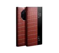 (Style A Huawei Mate 50 RS Pors, Brown) QIALINO Anti-Drop Phone Case for Huawei Mate 50 RS Porsche Design 4G Genuine Cow Leather PC Cover